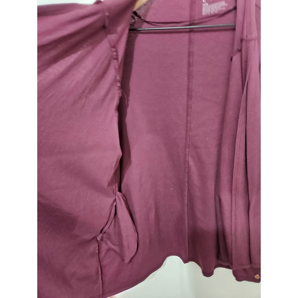 Livi Active Women Plum Burgundy Open Front Cardigan Lattice Sleeve Size 14/16 - Picture 4 of 5